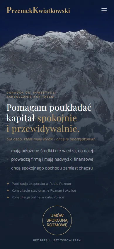 Strona Przemka Kwiatkowskiego na telefonie
